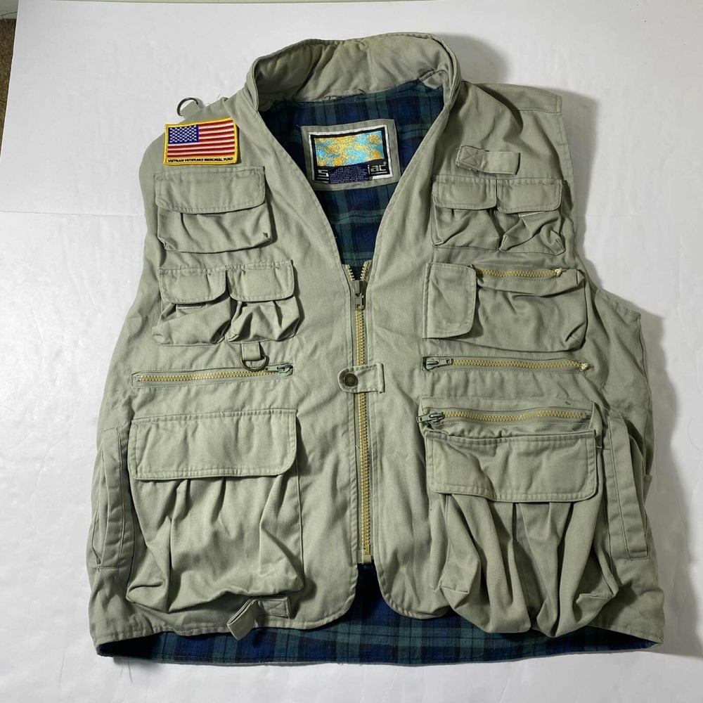 Vintage Stratojac Hunting Vest L Pheasant Game Pocket Flannel Lined